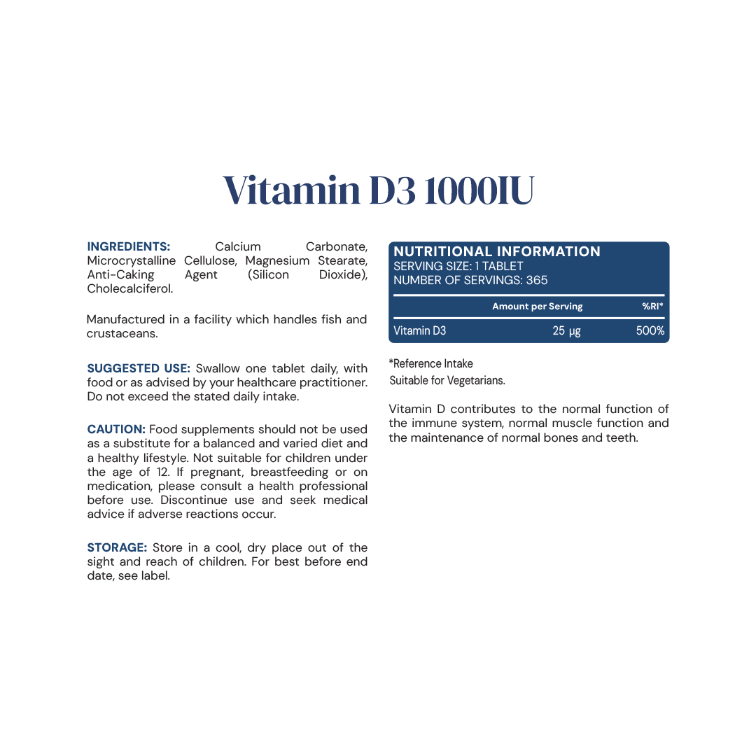 Vitamin D 1000iu Tablets - 25µg