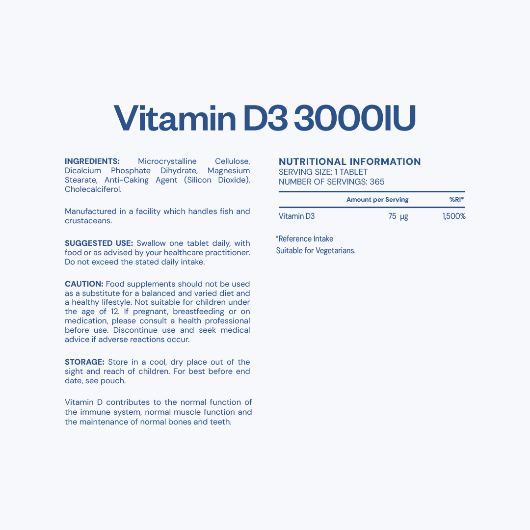 Vitamin D3 (3000 IU) Tablets | 1 Year Supply £5 – Sealions