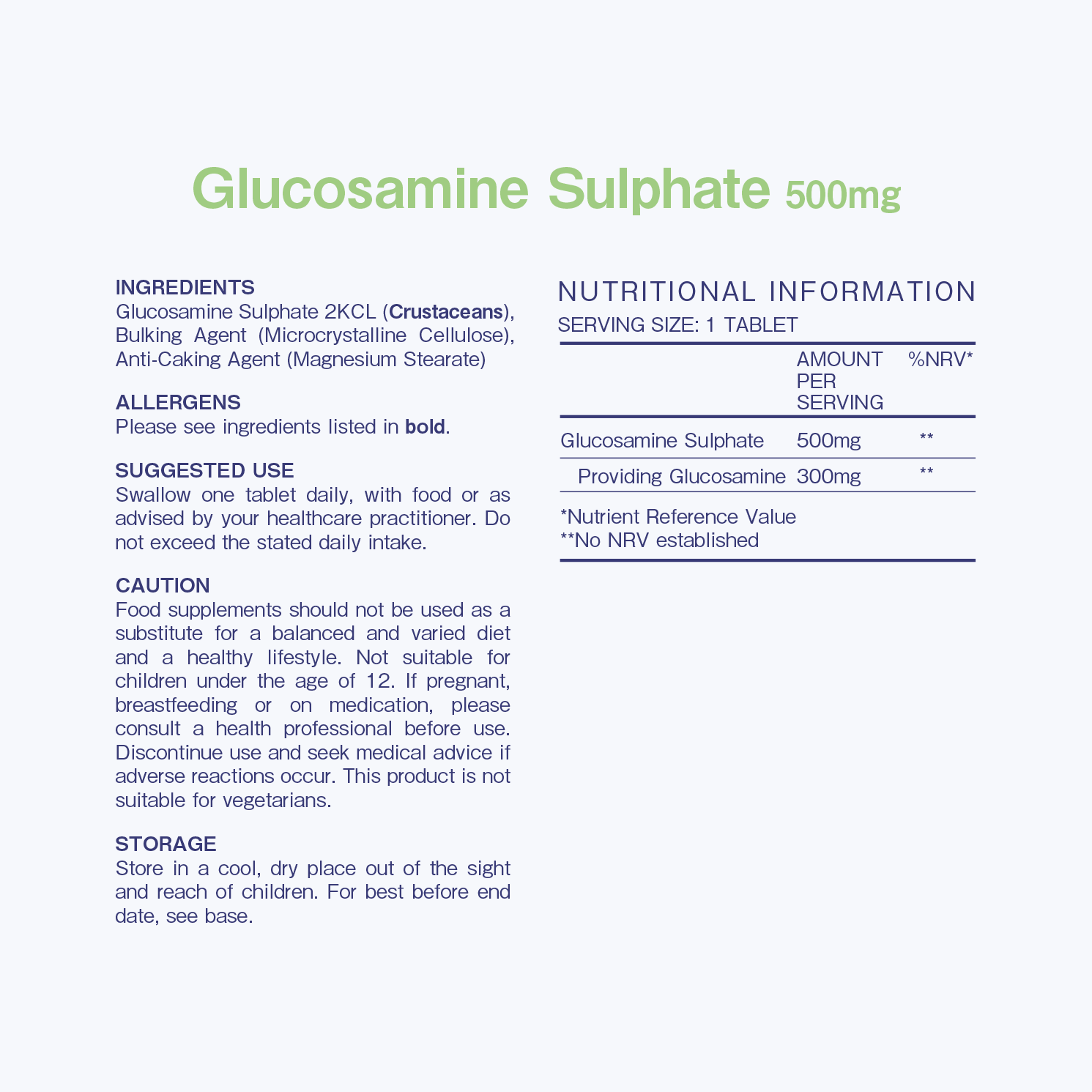 Glucosamine Sulphate + Vitamin C Tablets 500mg